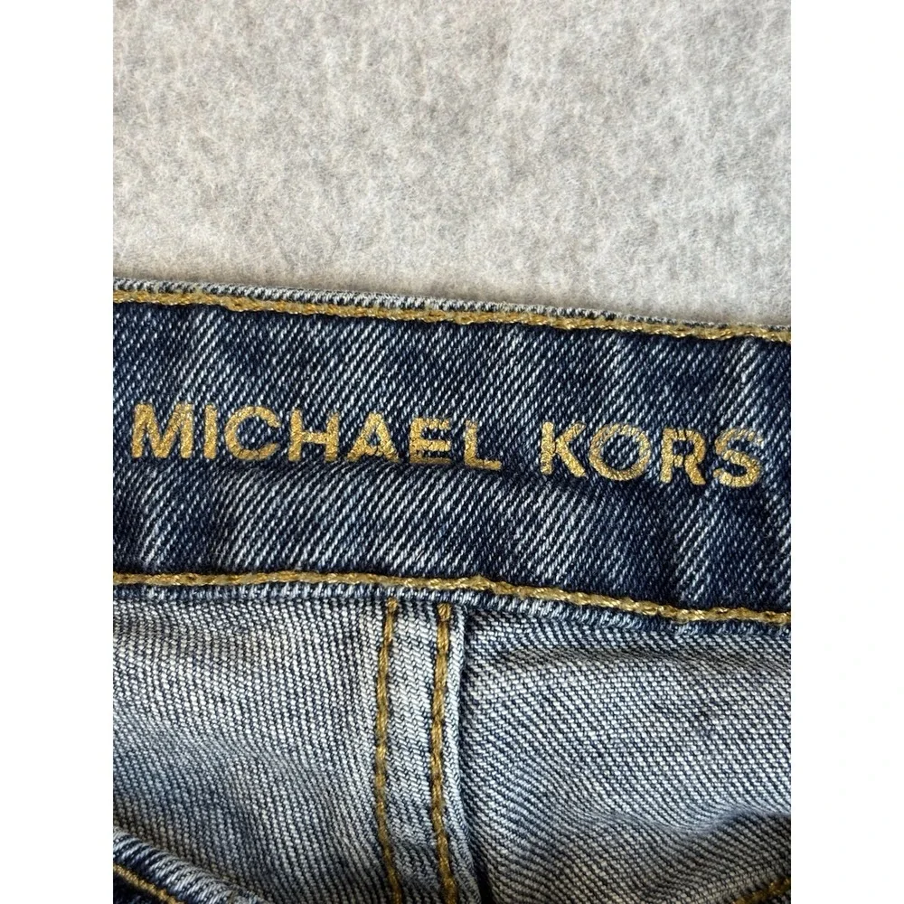Michael Kors Women's 10 Cropped Blue Jeans Patch Pocket Y2K Straight Leg Grunge